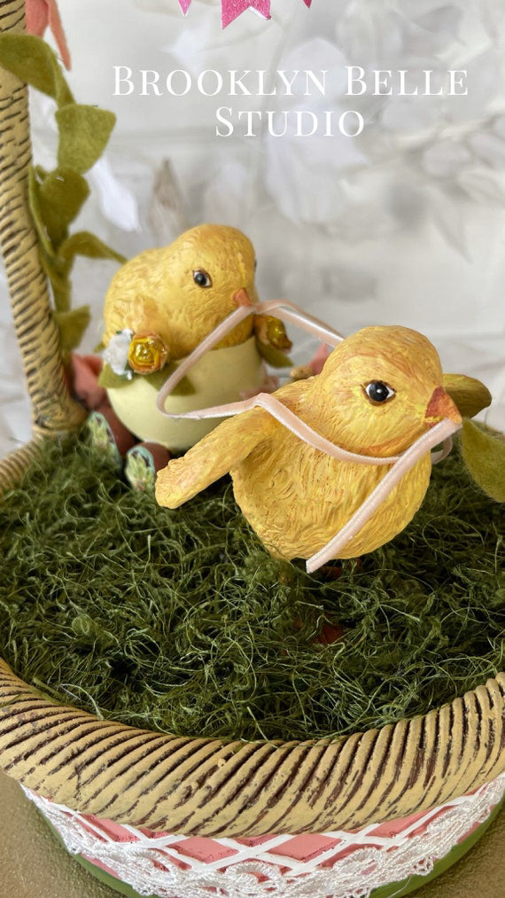 Katherines Collection Luxury Baby Chicks Filled Basket Tabletop - Easter Basket
