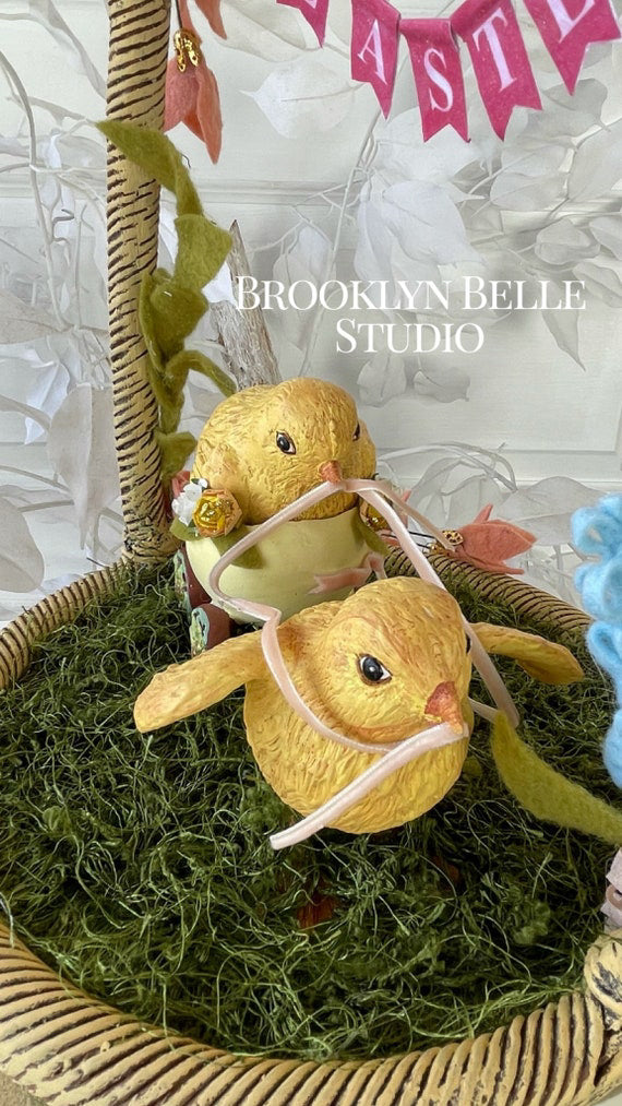 Katherines Collection Luxury Baby Chicks Filled Basket Tabletop - Easter Basket