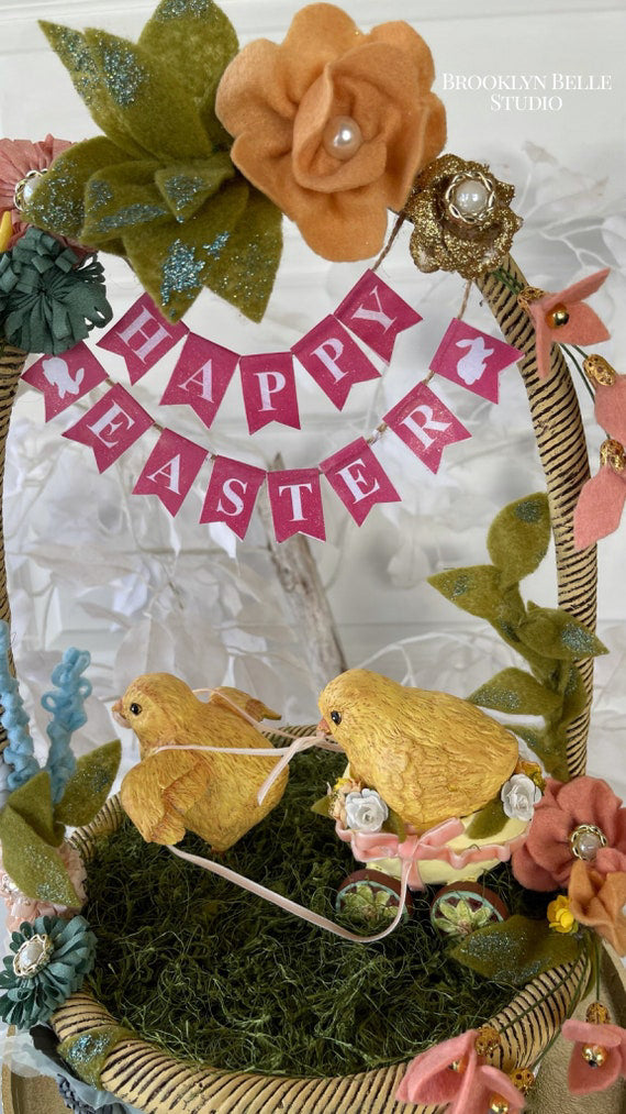 Katherines Collection Luxury Baby Chicks Filled Basket Tabletop - Easter Basket