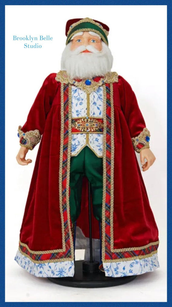 Katherine's Collection Chinoiserie Santa Doll with Stand Katherines Collection Christmas