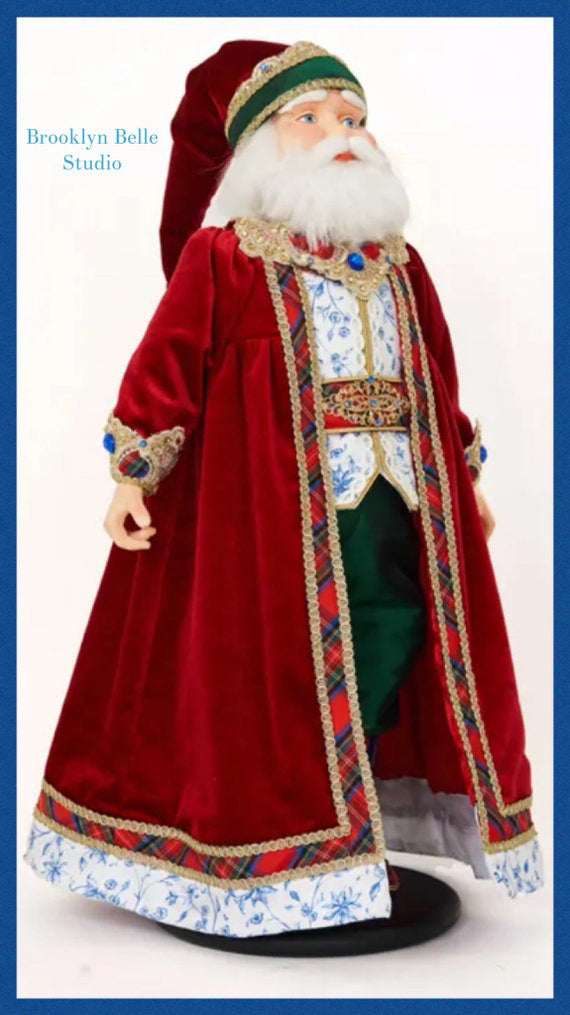 Katherine's Collection Chinoiserie Santa Doll with Stand Katherines Collection Christmas