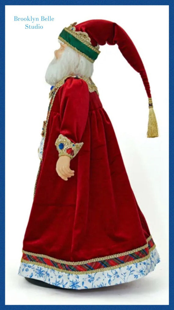 Katherine's Collection Chinoiserie Santa Doll with Stand Katherines Collection Christmas