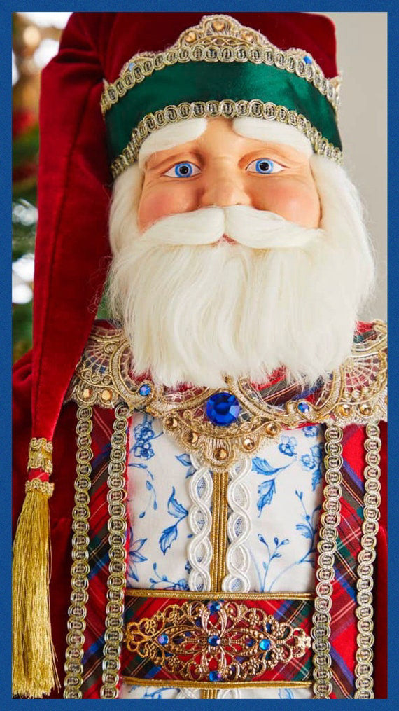 Katherine's Collection Chinoiserie Santa Doll with Stand Katherines Collection Christmas