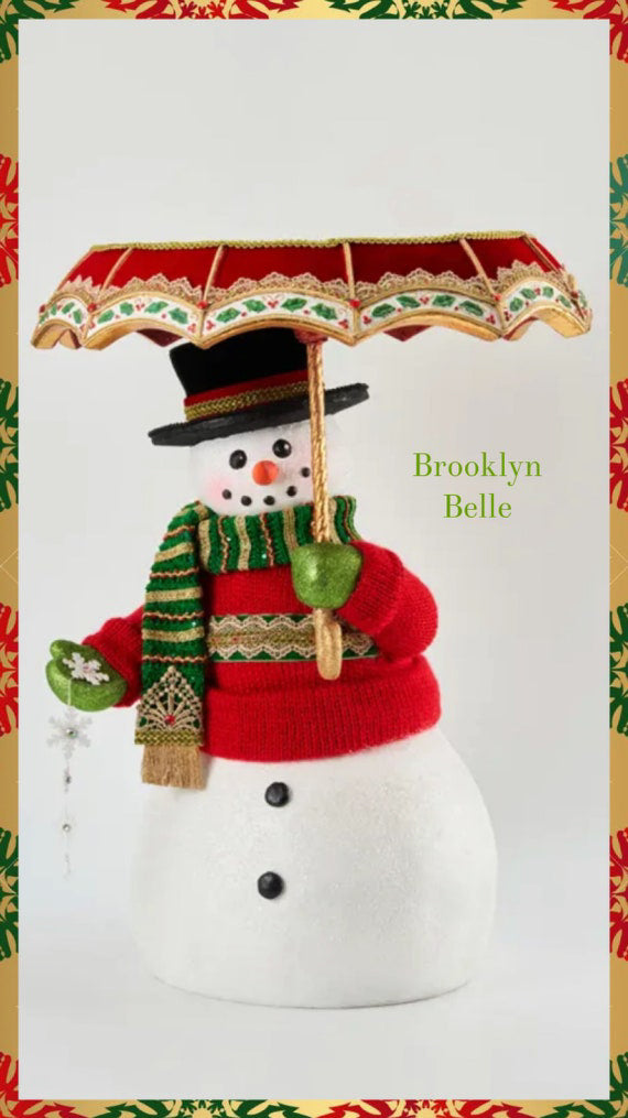 Katherine's Collection Snowman with Umbrella Serving Tray