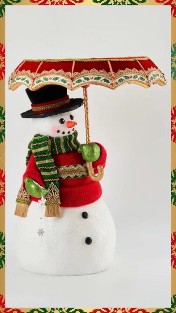 Katherine's Collection Snowman with Umbrella Serving Tray