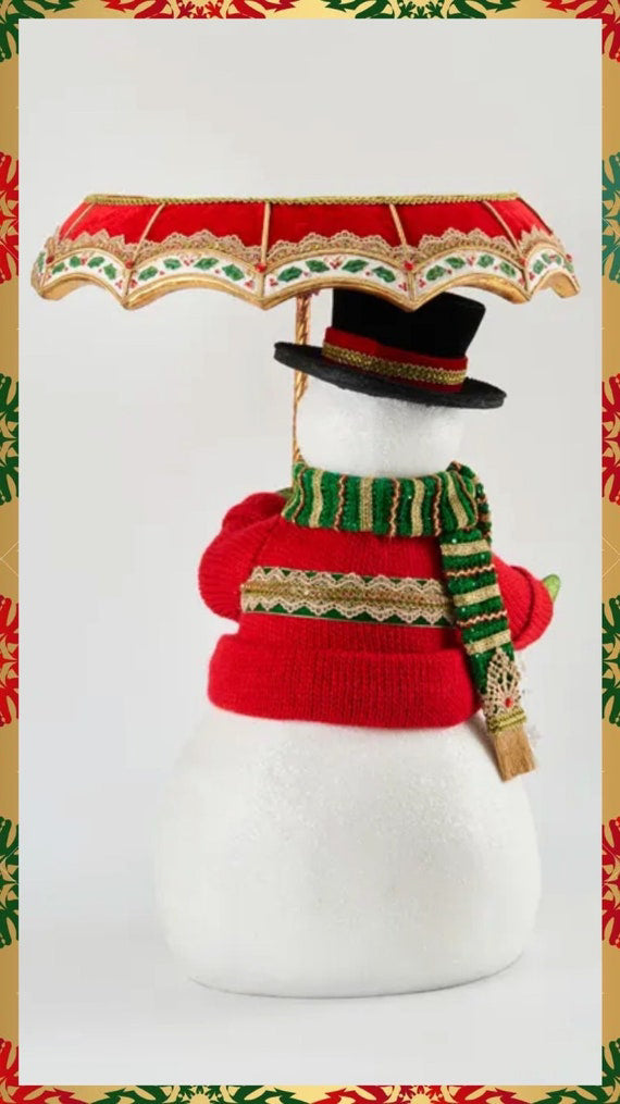 Katherine's Collection Snowman with Umbrella Serving Tray