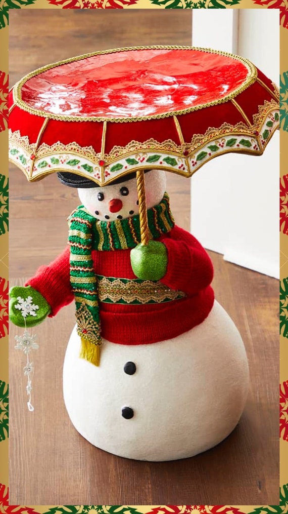Katherine's Collection Snowman with Umbrella Serving Tray
