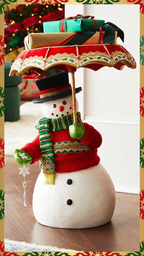 Katherine's Collection Snowman with Umbrella Serving Tray