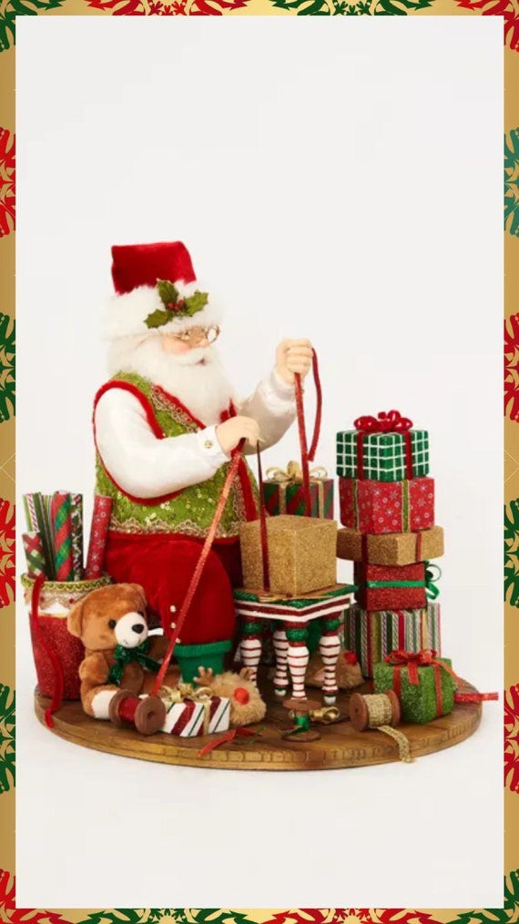 Katherine's Collection Santa Wrapping Presents Figurine