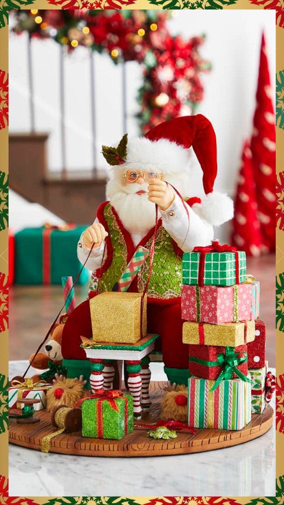 Katherine's Collection Santa Wrapping Presents Figurine