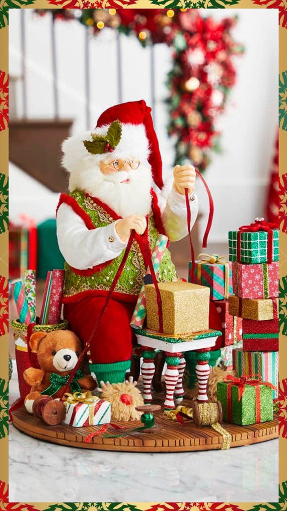 Katherine's Collection Santa Wrapping Presents Figurine