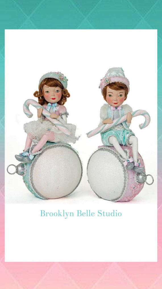 Katherine's Collection Frost and Tenderness, set of 2 assorted Elves on Ornaments
