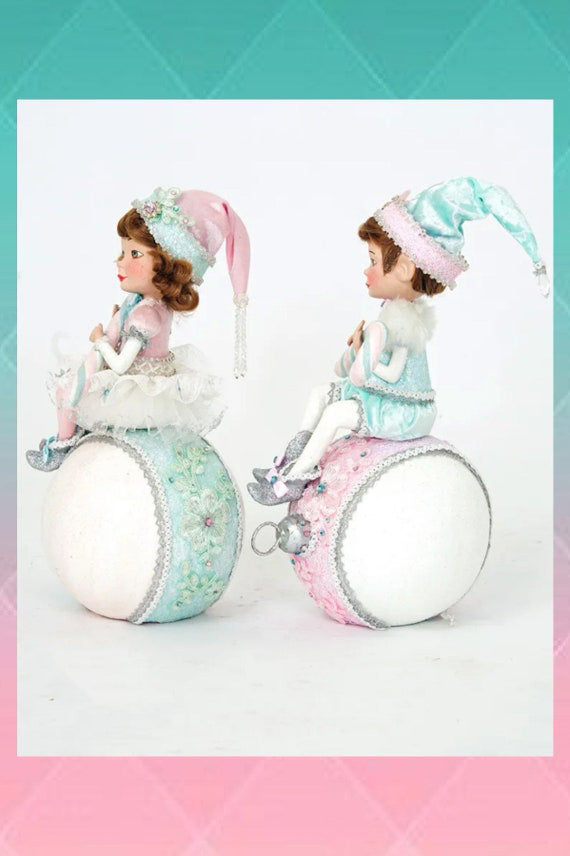 Katherine's Collection Frost and Tenderness, set of 2 assorted Elves on Ornaments
