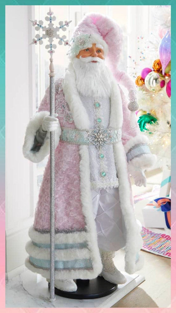 Katherine's Collection 36" Blue and Pink Santa Decor