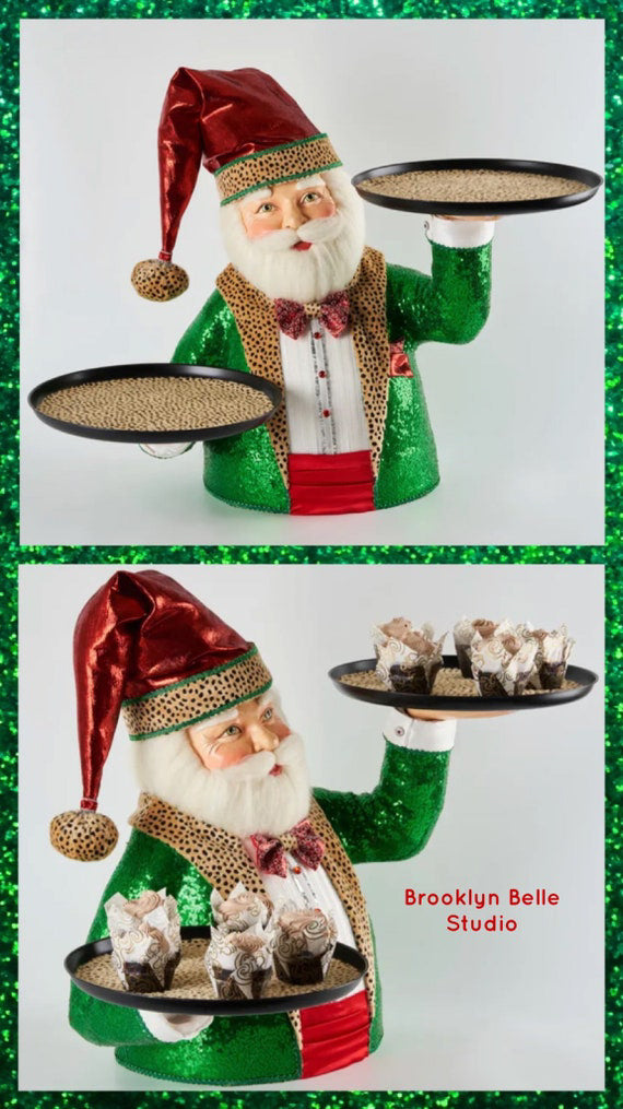 Katherine's Collection Kitschy Kringle with Serving Trays Santa Decor Santa Serving Trays
