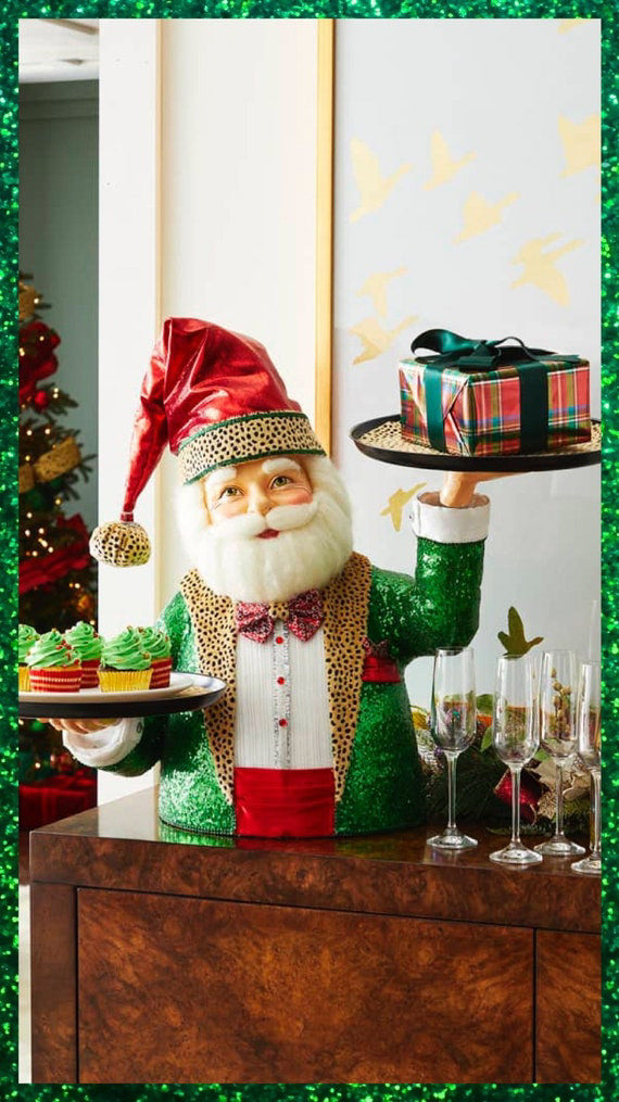 Katherine's Collection Kitschy Kringle with Serving Trays Santa Decor Santa Serving Trays
