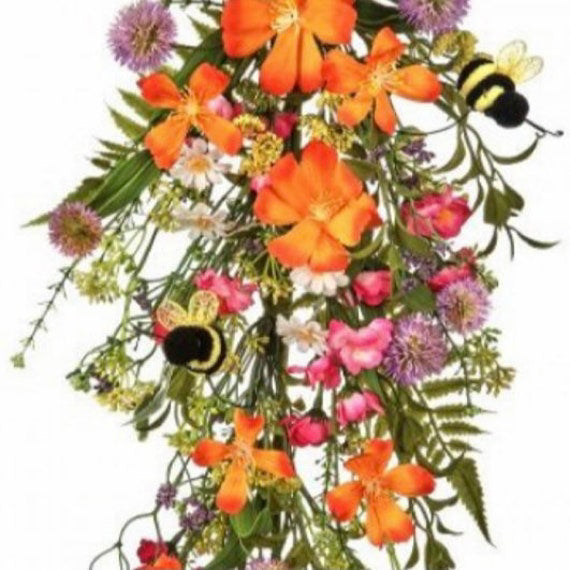 Summer Bloom Artificial Floral Teardrop Swag
