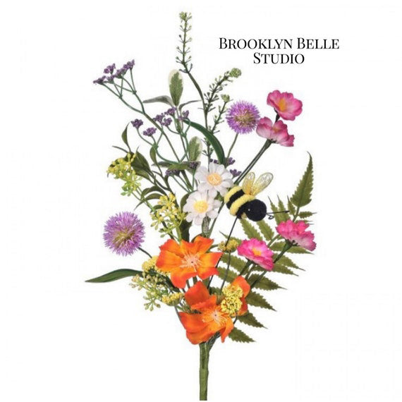 Summer Bloom Artificial Floral Teardrop Swag
