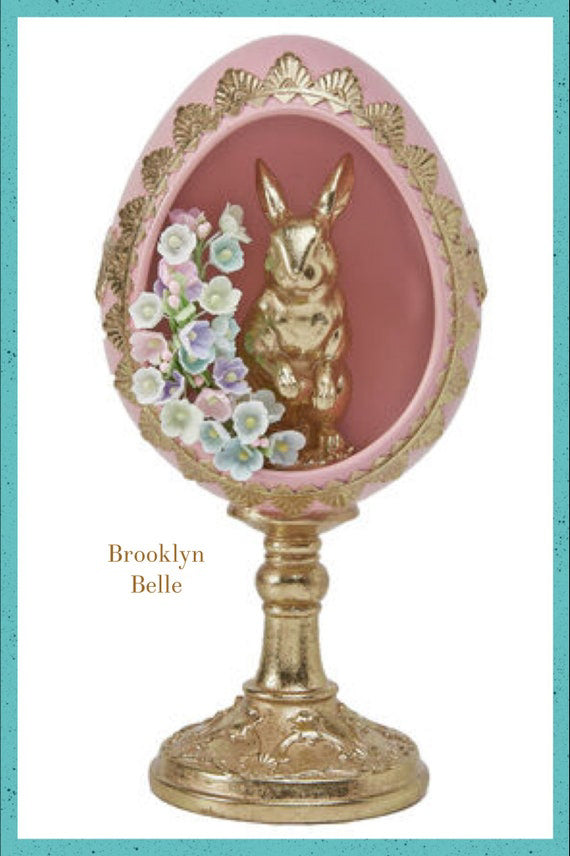 Pink Egg With Gold Bunny Decor Pink Easter Egg