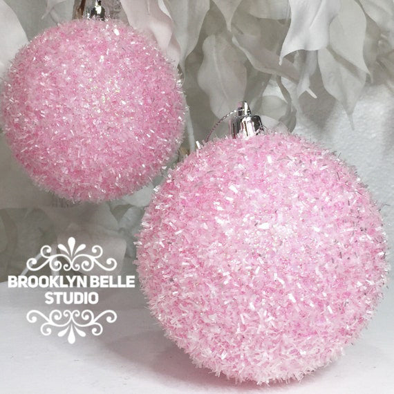 Set Of 2 Cotton Candy Pink Ornaments