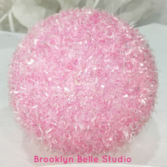 Set Of 2 Cotton Candy Pink Ornaments
