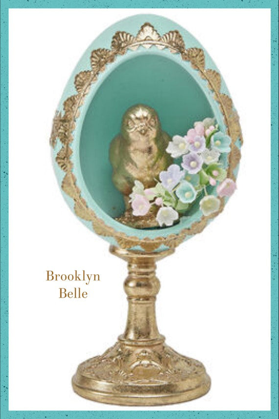 Teal Egg With Gold Chick Decor