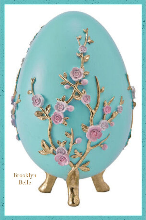 Teal Egg With Florals Decor
