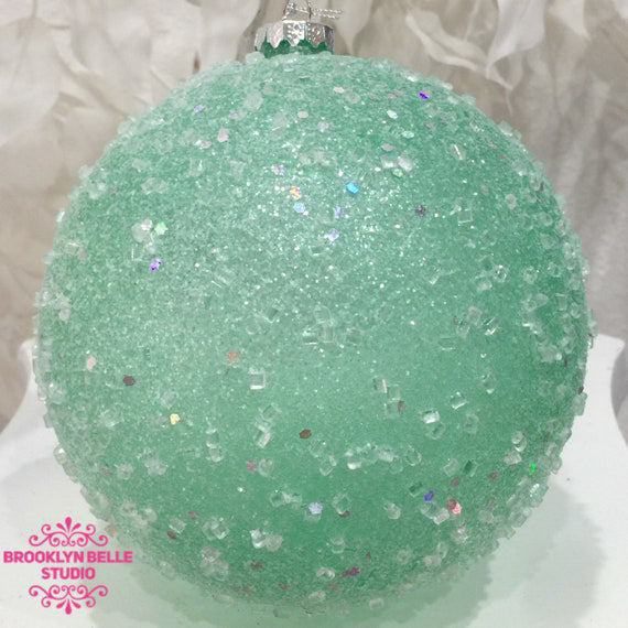 Set Of 6 Round Ice Sparkle Gumdrop Pastel Ornaments
