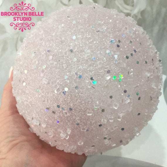 Set Of 6 Round Ice Sparkle Gumdrop Pastel Ornaments
