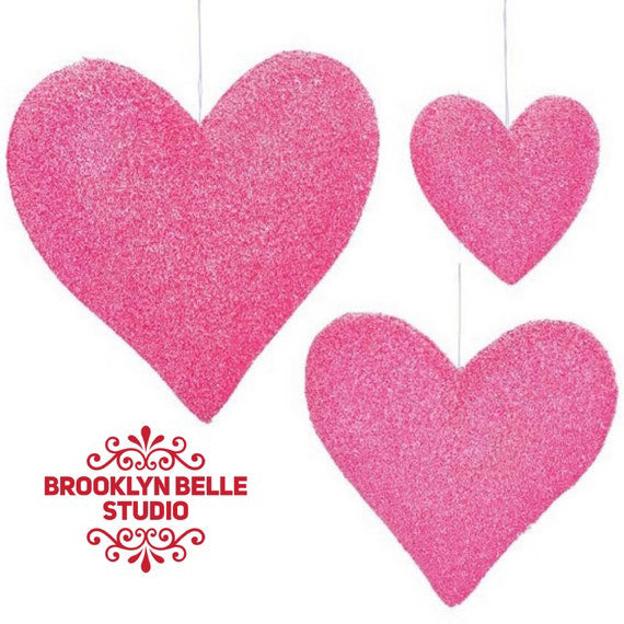 Set Of 3 Large Heart Decor