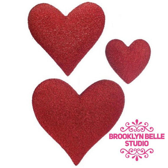 Set Of 3 Large Heart Decor