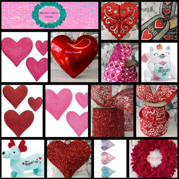 Set Of 3 Large Pink Valentine Heart Ornaments