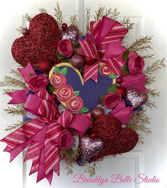 Valentines Day Purple and Pink Wreath