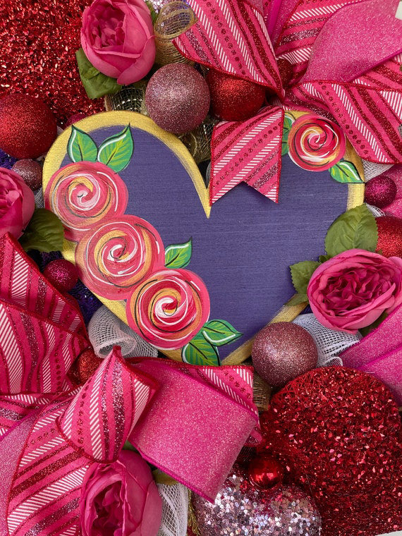 Valentines Day Purple and Pink Wreath