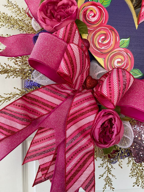 Valentines Day Purple and Pink Wreath