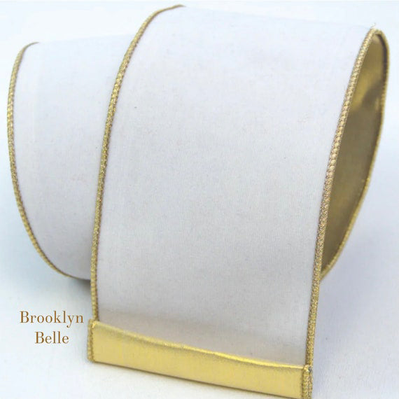 Cream White Flocked Velvet Ribbon