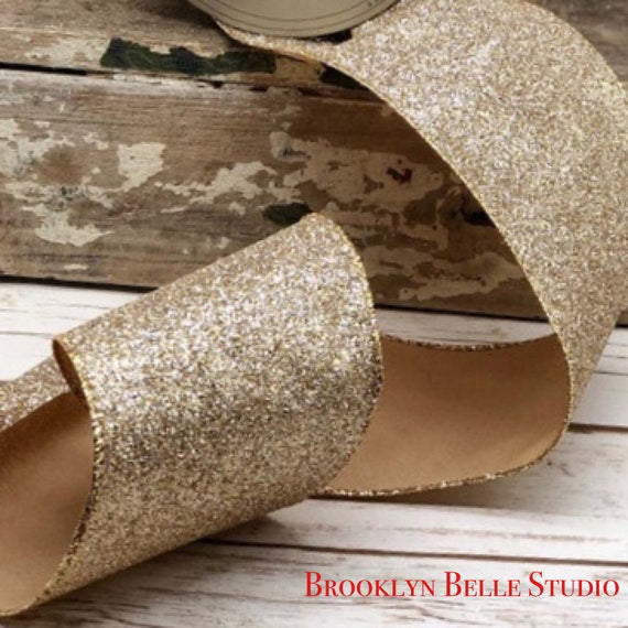 10 Yards X 1.5 Inch Glitter Gold And Silver Ribbon By D. Stevens