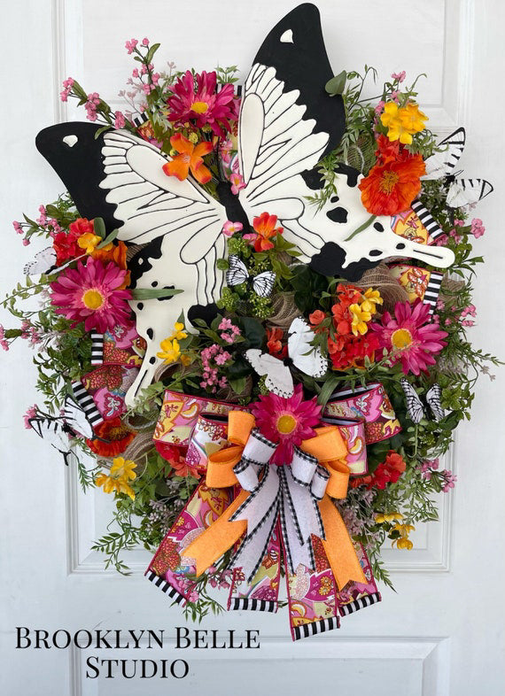 Colorful Floral Ribbon With Stripe Backing