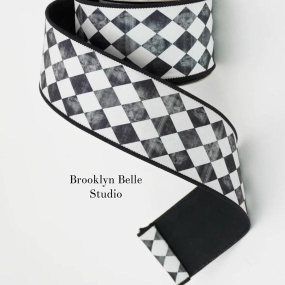 White And Black Ribbon Black Backing