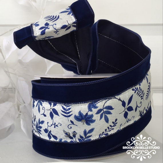 Blue Vine Floral Ribbon