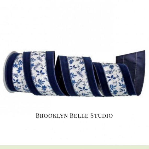 Blue Vine Floral Ribbon