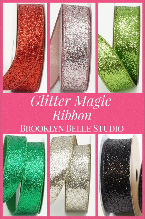 10 Yards X 1.5 Inch Red Glitter Ribbon