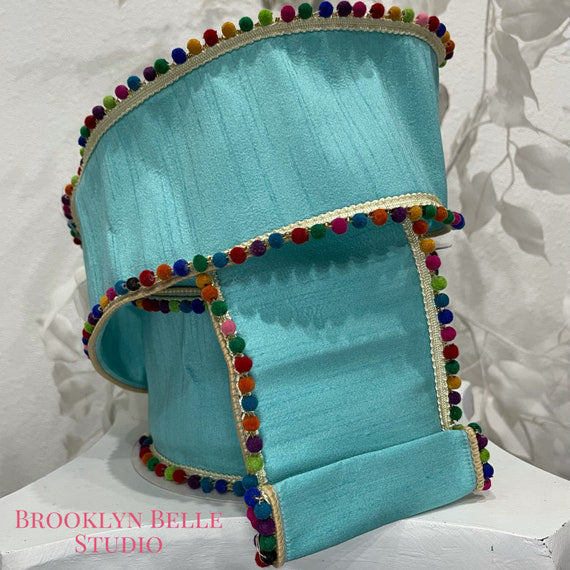 Pom Pom Turquoise Ribbon