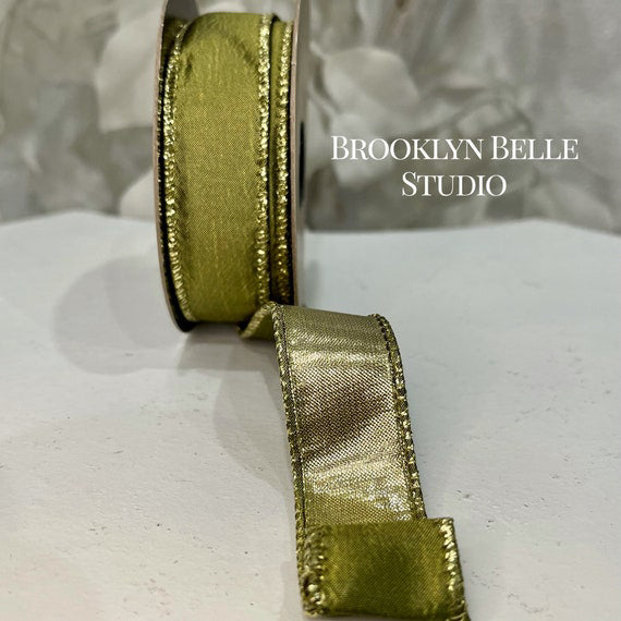 Moss Green And Gold Ribbon