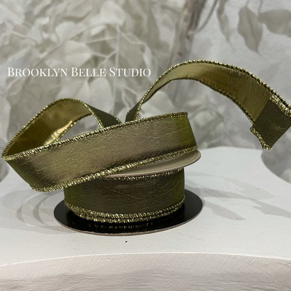 Moss Green And Gold Ribbon
