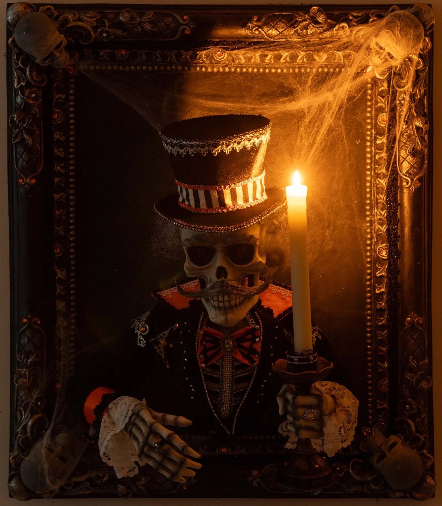 Katherine's Collection Great Grandpa Macabre Wall Piece with Candle   Katherine's Collection Halloween Skeleton Wall Decoration