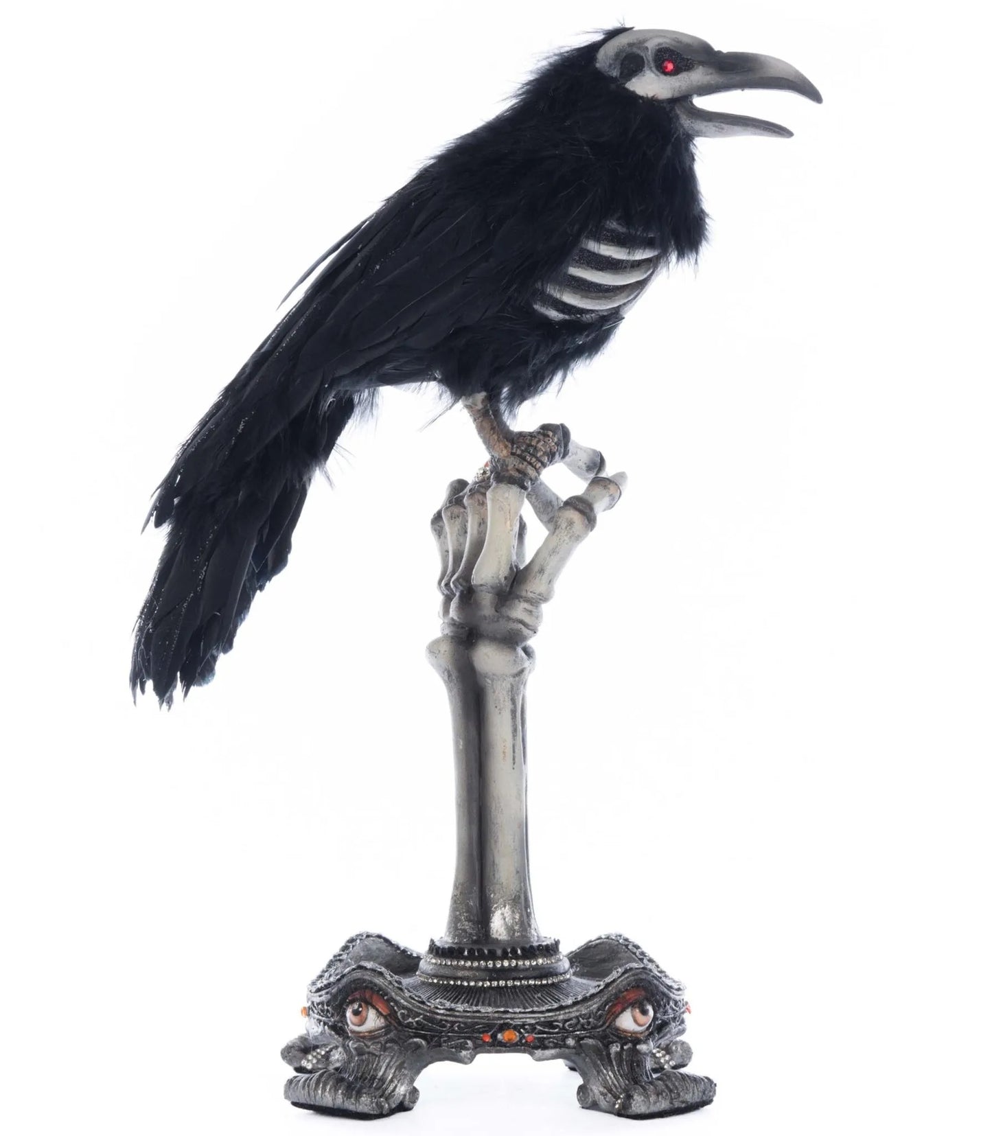 Katherine's Collection Crow on Skeleton Hand Perch   Katherine's Collection Halloween Crow Decoration