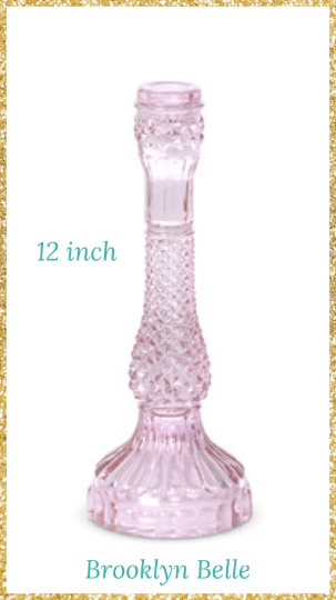 12-Inch Violet Pressed Glass Candle Holder