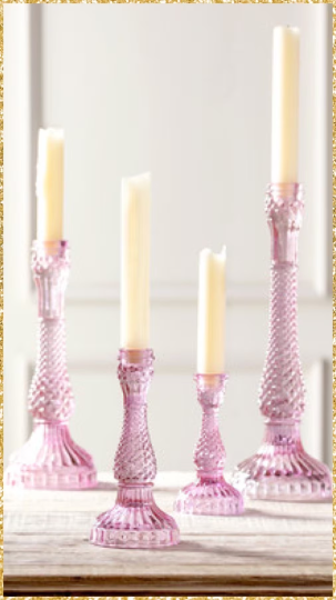 12-Inch Violet Pressed Glass Candle Holder