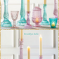 12-Inch Turquoise Pressed Glass Candle Holder